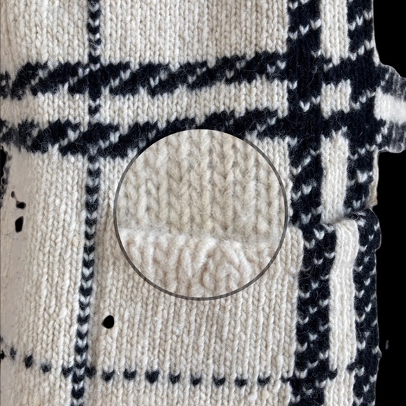 VTG L. RALPH LAUREN Heavy Knit Lambswool Hooded Toggle Tartan Midi-Cardigan Sz L - Picture 15 of 16